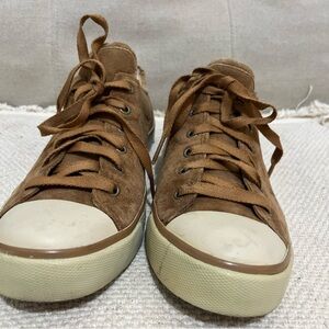 UGG Australia Womens Evera Chestnut Suede Sneakers 7 Shearling Lining 1888